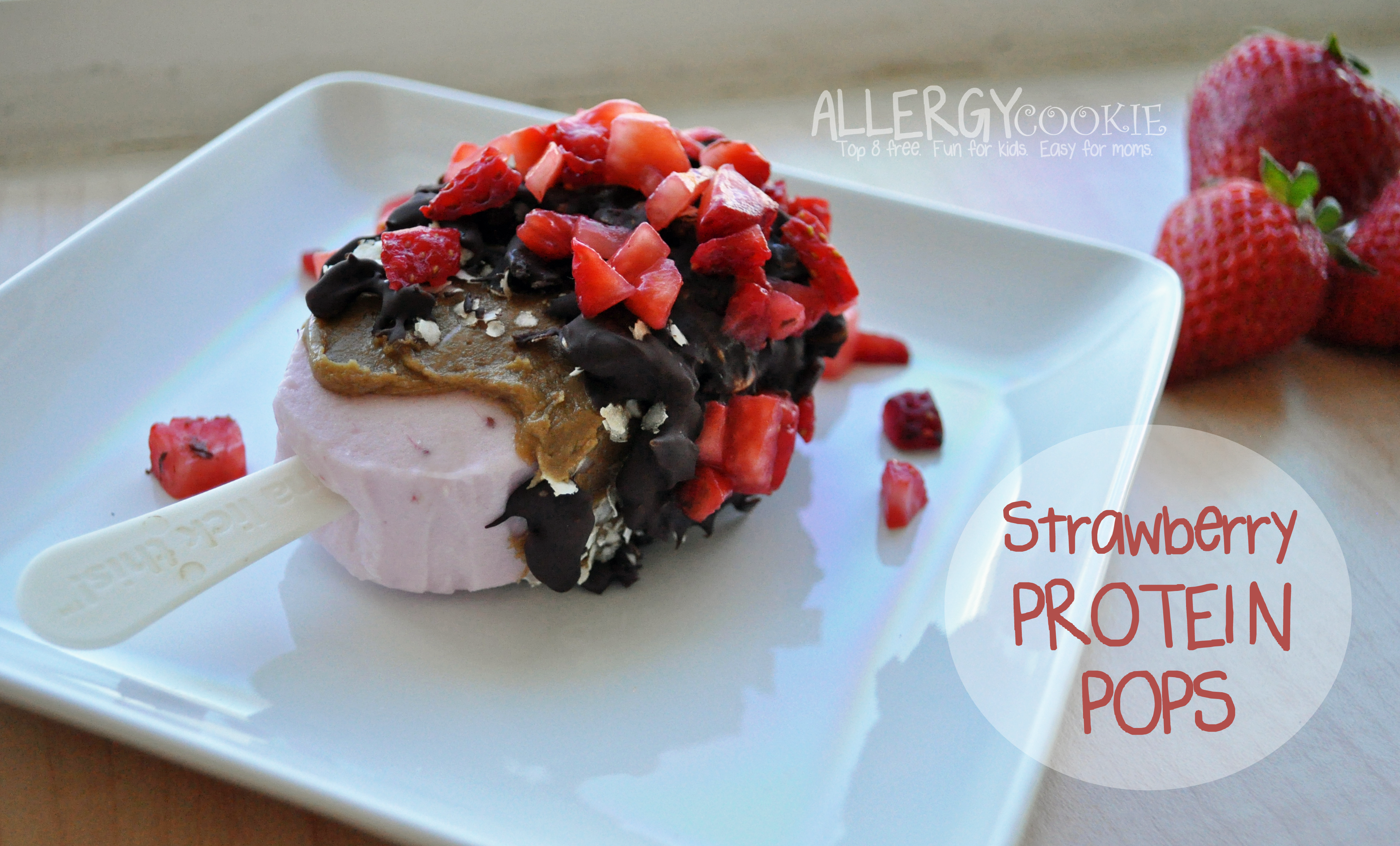 Strawberry Protein Pops (gluten free, vegan, top 8 free)
